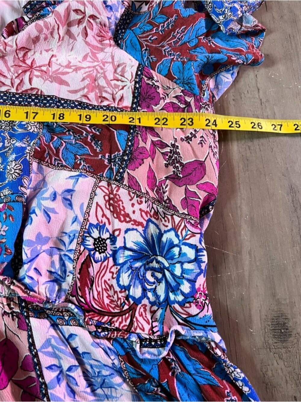 Anthropologie Robin Tiered Mini Dress Floral patchwork Size 2X Flowy Bohemian - Picture 10 of 13